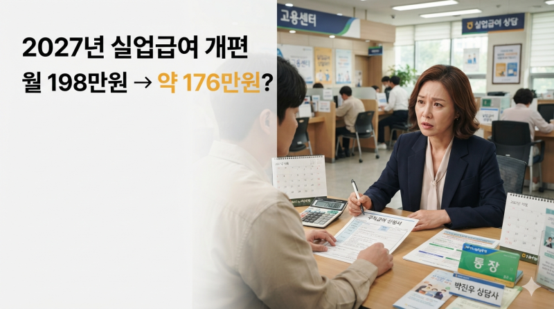 실업급여 내년부터 월 176만원? 2027년 구직급여 하한액·지급기간 총정리