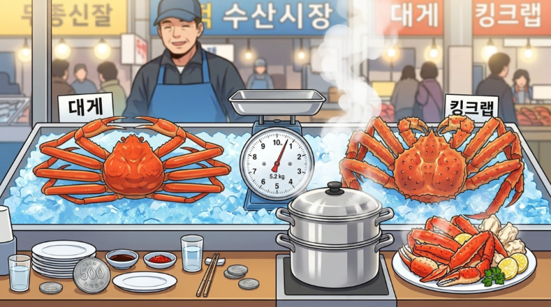 가락시장 킹크랩 대게 1kg 시세 및 찜비 총정리