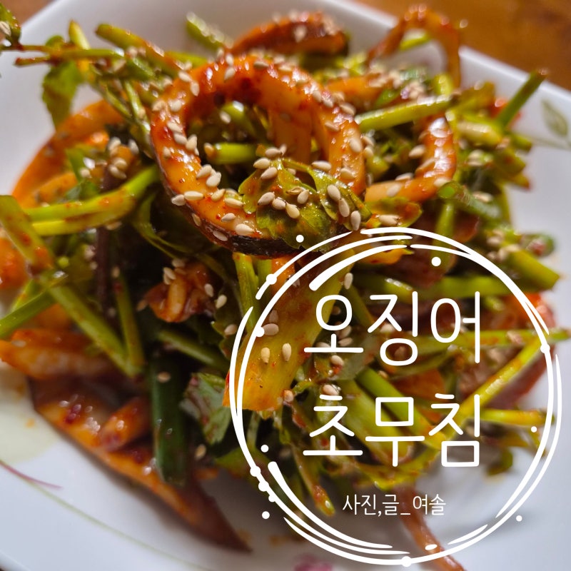 [집밥레시피] 오징어미나리 초무침 만드는 법 쫄깃한 오징어와 향긋한 미나리의 만남 여름철....