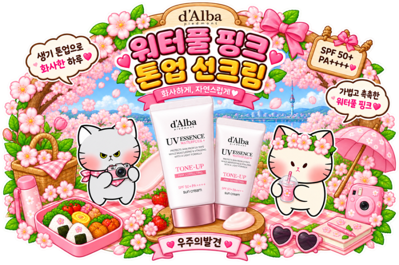 달바 비건 워터풀 핑크 톤업 선크림 50ml｜화장하기 귀찮은 날 자연스럽게 톤업