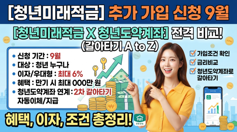 청년미래적금 추가 가입 신청 9월 (+2차, 청년도약계좌 갈아타기, 이자, 자동이체, 해지, 가입....