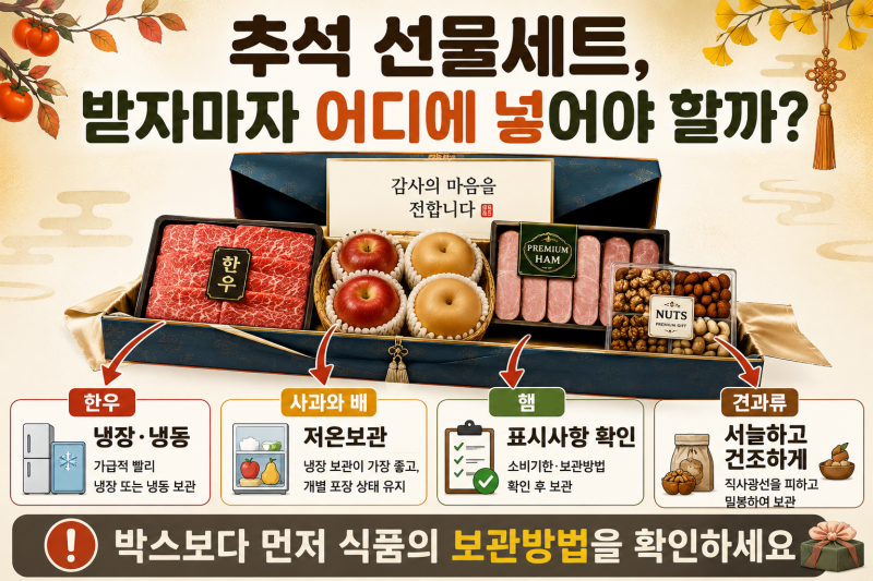 추석 선물세트 받으면 어디에 보관할까? 보관하는 방법｜한우·과일·햄·견과류 바로 정리하....