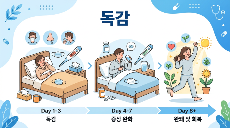 독감 걸리면 며칠 만에 낫나요? | 독감 증상 기간·회복 과정 총정리