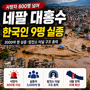 네팔 대홍수 사망자 800명 넘어..3000여명 실종. 한국인 9명 수색 상황