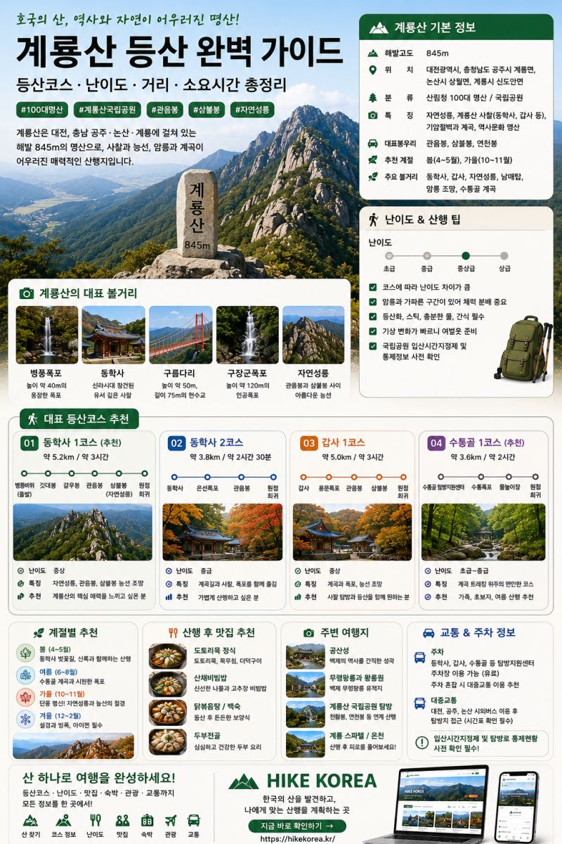 7. 계룡산 등산코스 추천 | 동학사·관음봉·삼불봉, 어떤 코스로 갈까?
