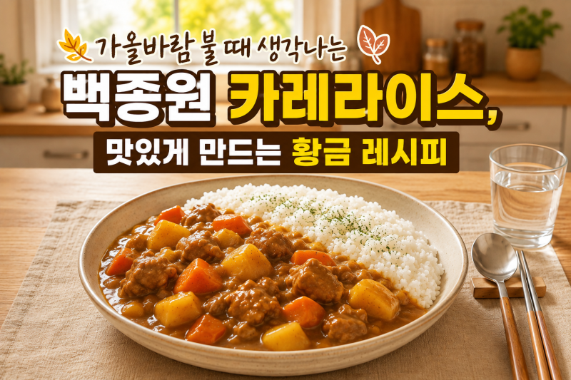 가을바람 불 때 생각나는 백종원 카레라이스, 맛있게 만드는 황금 레시피