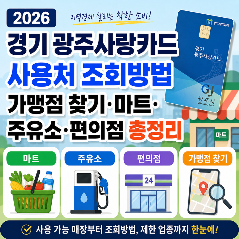 2026 경기 광주사랑카드 사용처 조회방법, 가맹점 찾기·마트·주유소·편의점 총정리