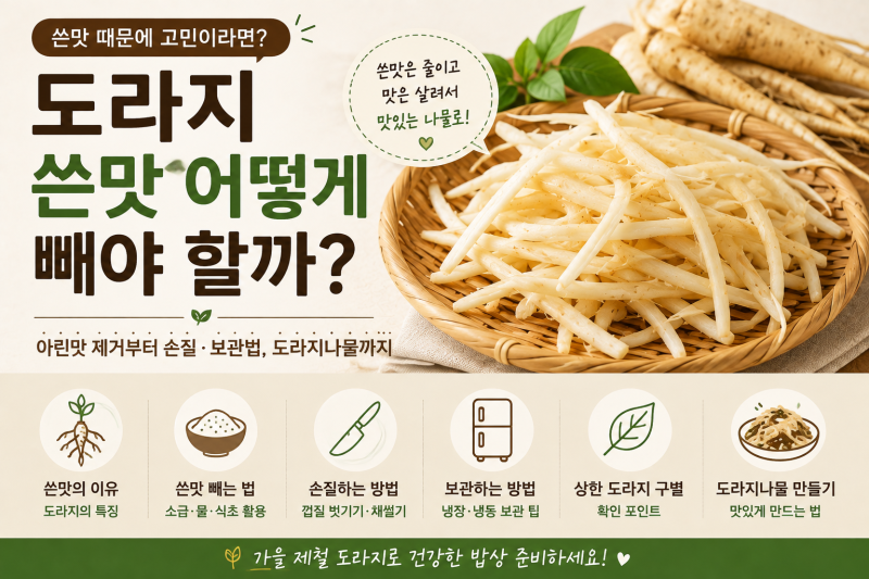 도라지 쓴맛 어떻게 빼야 할까? 아린맛 제거부터 손질·보관법, 도라지나물까지