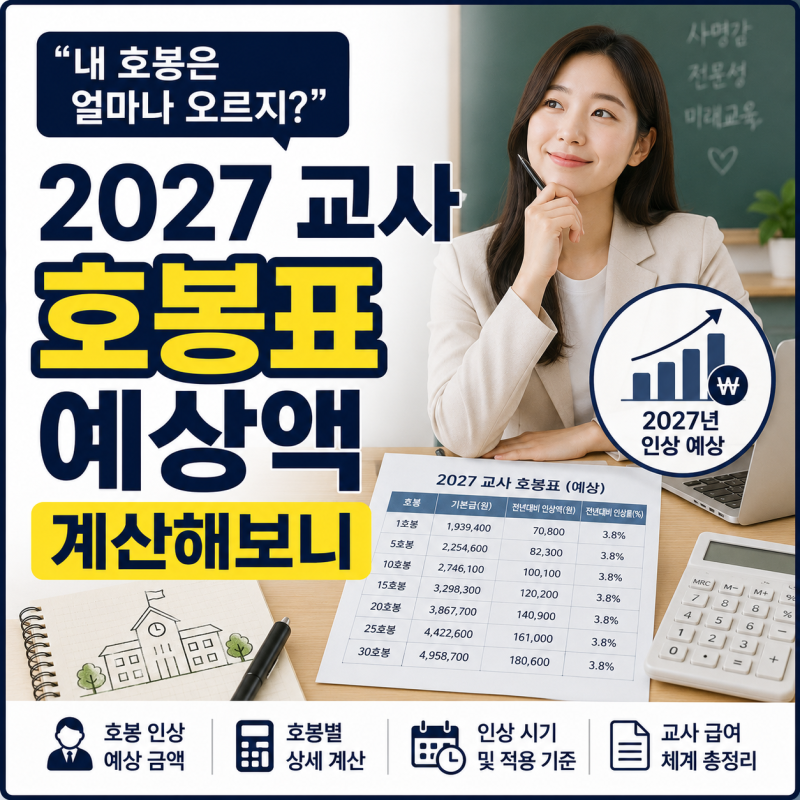 "내 호봉은 얼마나 오르지?" 2027 교사 호봉표 예상액 계산해보니