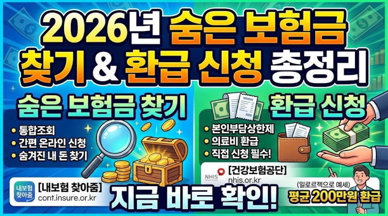 2026년 숨은 보험금 찾기 및 내 보험 다보여 환급 신청 총정리