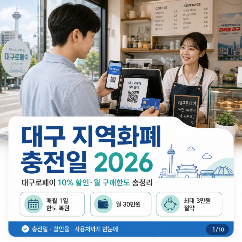 대구 지역화폐 충전일 2026｜대구로페이 10% 할인·월 구매한도 총정리
