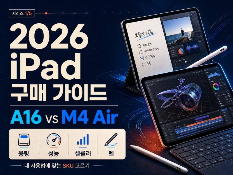 처음 사는 iPad(A16) vs iPad Air(M4) 비교에서 용량·셀룰러·펜은 뭐가 다를까? (+ 128GB | Wi-Fi + Cellula....