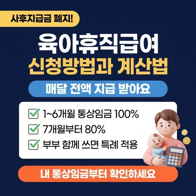 육아휴직급여 신청방법과 금액 계산법 (feat.사후지급금 폐지)