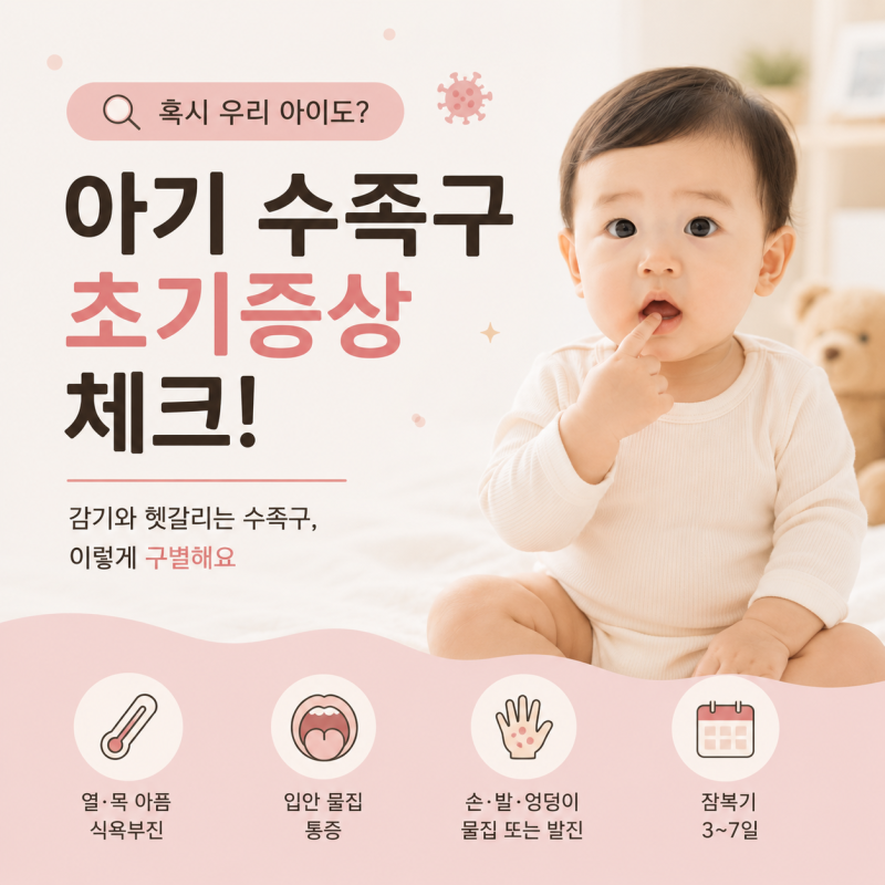 아기 수족구 초기증상 어떨까, 손발 물집 없을 때 수족구 구별법