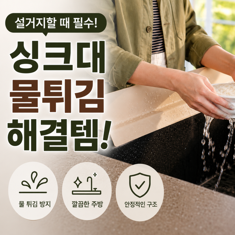싱크대 물막이, 설거지할 때 물이 튄다면 처마형 물막이로~
