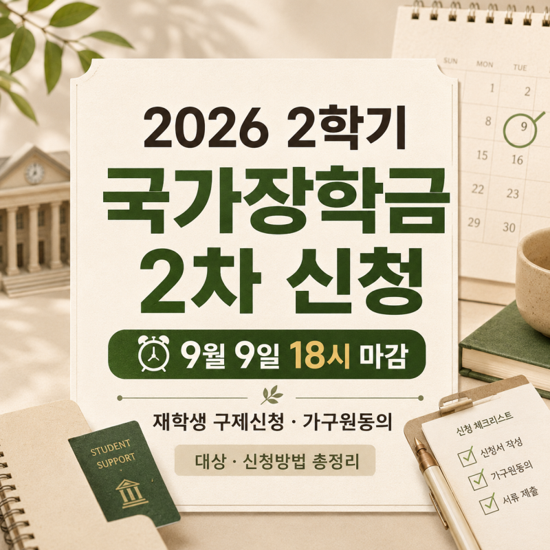 2026 2학기 국가장학금 2차 신청 기간·대상자 총정리 (소득분위 9구간 확대, 재학생 구제신청, ....