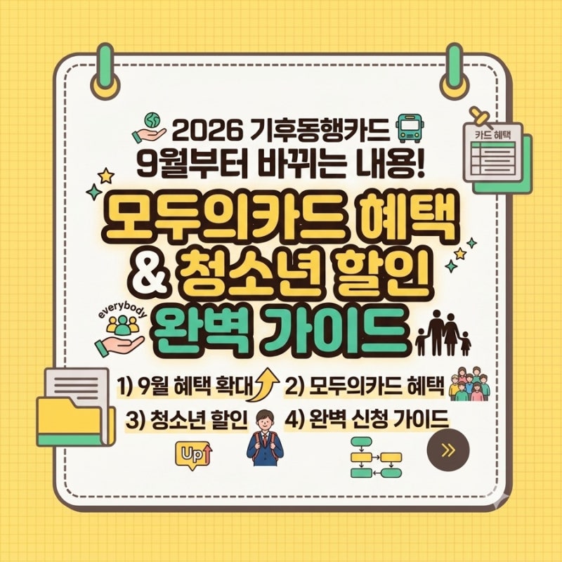 2026 기후동행카드 9월부터 바뀌는 내용! 모두의카드 혜택과 청소년 할인 신청 완벽 가이드