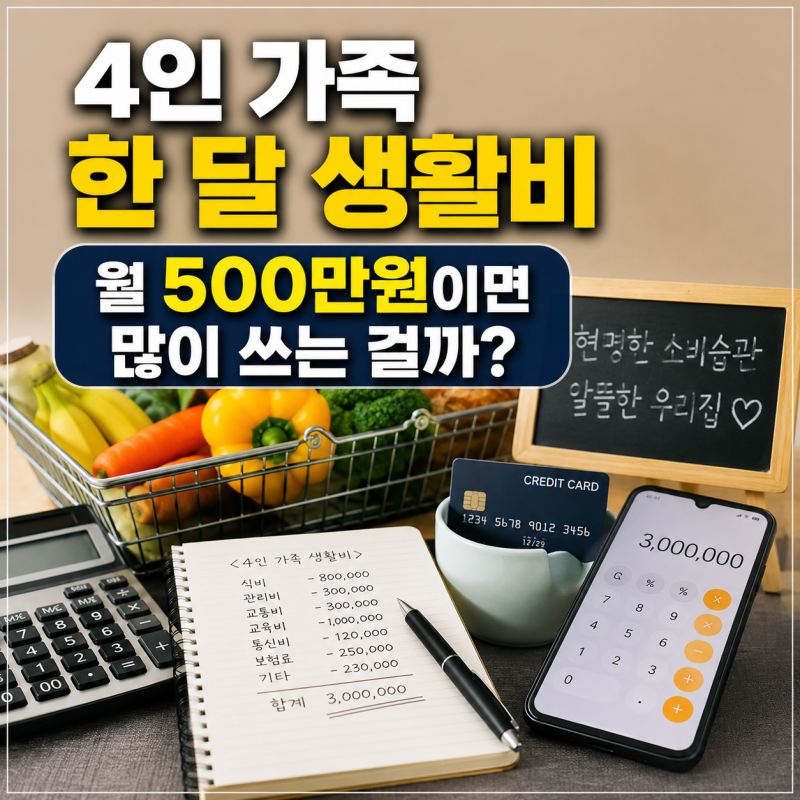 4인 가족 한 달 생활비 얼마? 월 500만원이면 많이 쓰는 걸까