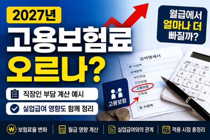 2027 고용보험료 인상 총정리｜월급에서 얼마나 더 빠질까? 직장인 부담 계산