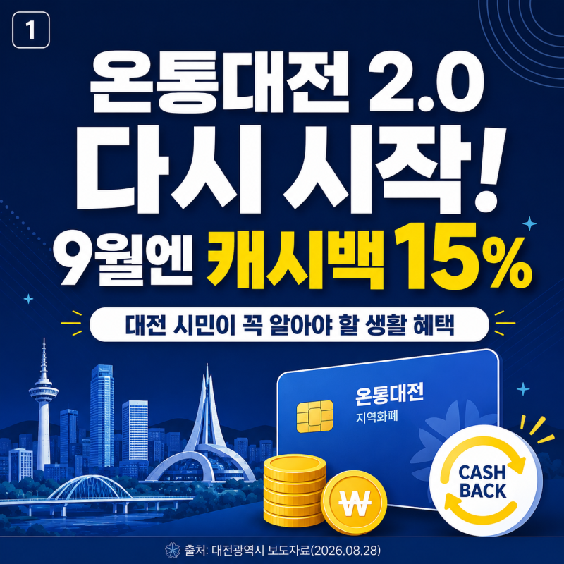 온통대전 2.0 / 9월엔 캐시백 15%, 대전사랑카드 그대로 써도 될까?
