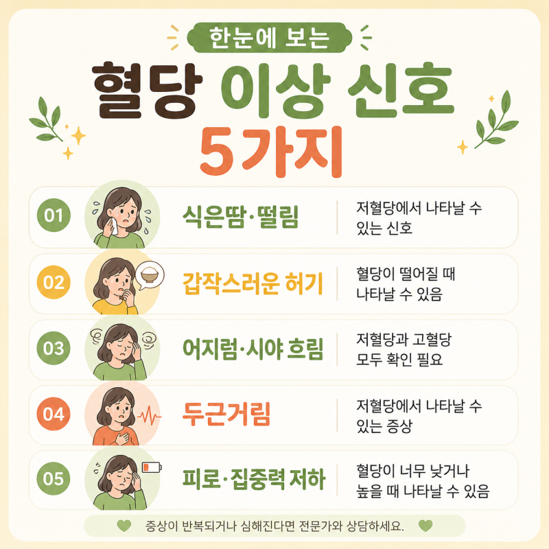 갑자기 눈앞이 캄캄하다면? 몸이 보내는 경고! 혈당 이상 신호 5가지