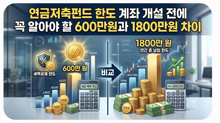 연금저축펀드 한도 계좌 개설 전에 꼭 알아야 할 600만원과 1800만원 차이