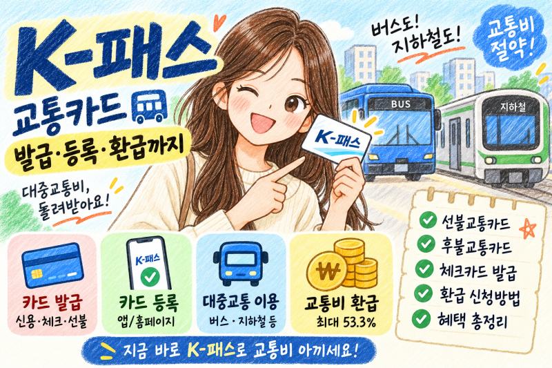 K패스 카드 발급방법, 교통카드 등록부터 환급까지