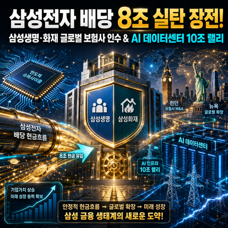 "삼성전자 배당금으로 8조 판 키웠다!" 삼성생명·화재 해외 M&A와 AI 데이터센터 수혜주 총정....