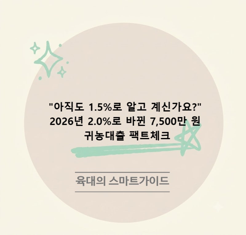 "아직도 1.5%로 알고 계신가요?" 2026년 2.0%로 바뀐 7,500만 원 귀농대출 팩트체크