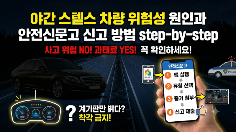 야간 스텔스 차량 위험성 원인과 안전신문고 신고 방법 step-by-step