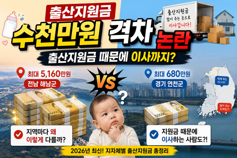 출산지원금 수천만원 격차 논란｜출산지원금 때문에 이사까지?
