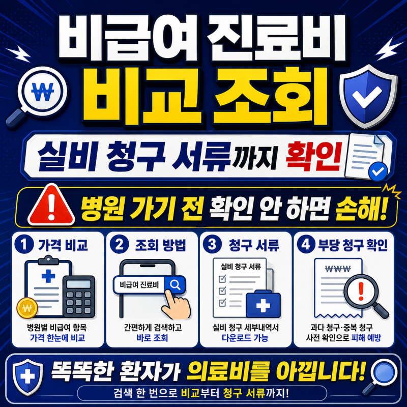 비급여 진료비 비교 조회 서비스, 실비 청구 세부내역서까지 병원 가기 전 확인 안 하면 손해