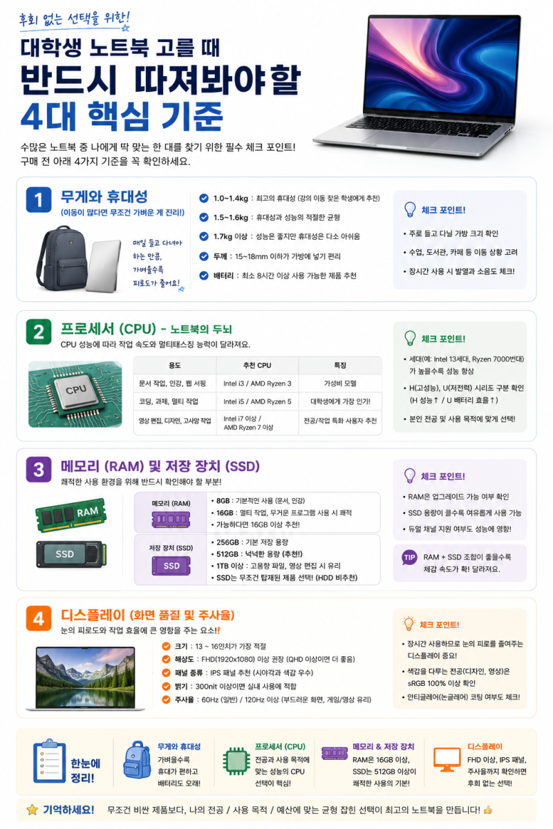 [2026 대학생 노트북 추천] 과제·디자인·코딩·게임까지 완벽 마스터! 전공별·예산별 후회 없....