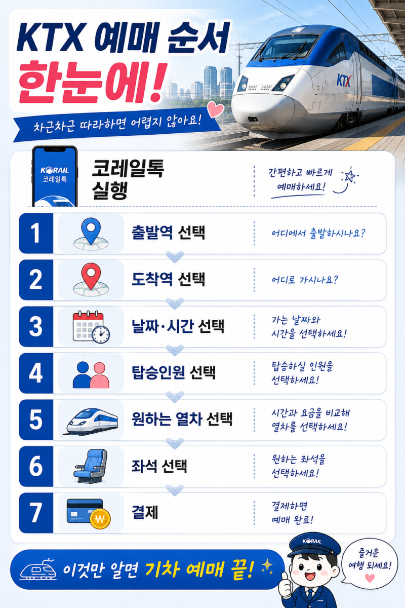 기차 예매 방법 초보도 가능! KTX 코레일톡 예약부터 승차권 확인까지