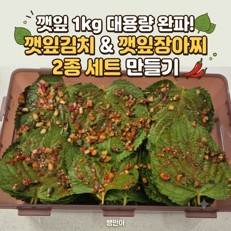깻잎 1kg 대용량 완파! 깻잎김치 & 깻잎장아찌 2종 세트 만들기
