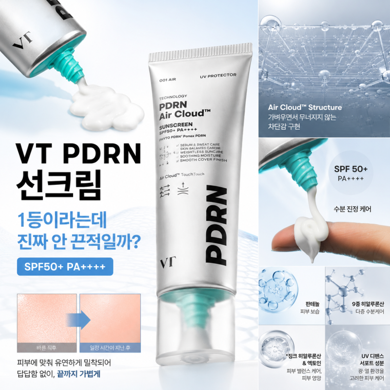 VT PDRN 선크림, 1등이라는데 진짜 안 끈적일까?