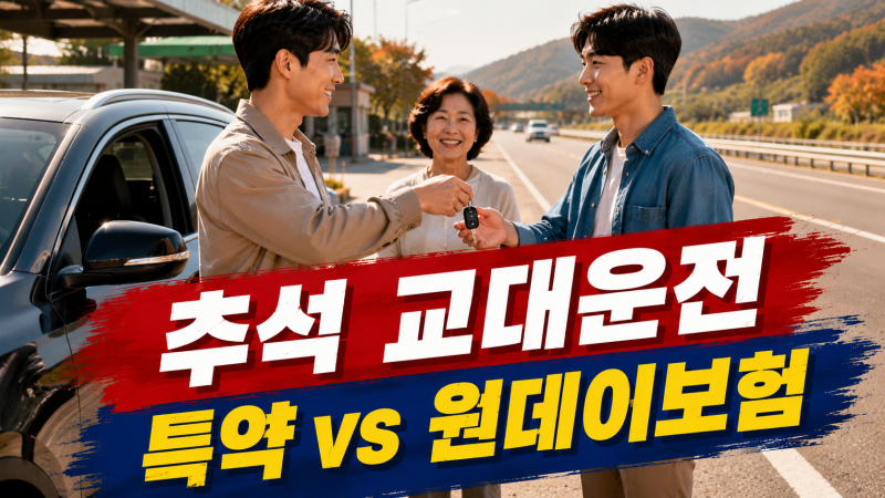 추석 교대운전 전 단기운전자확대특약 vs 원데이자동차보험｜가입주체·기간·효력 체크