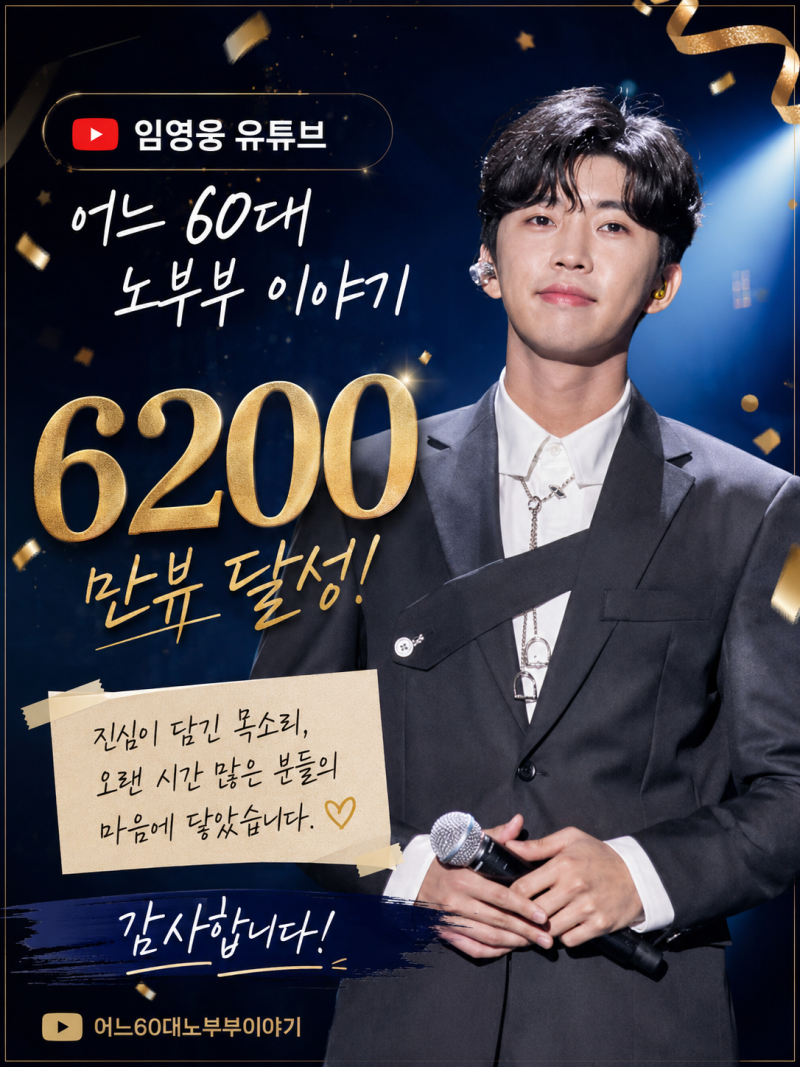 "임영웅 어느60대노부부 유튜브6200만뷰 돌파" 6년째 이어진 기록