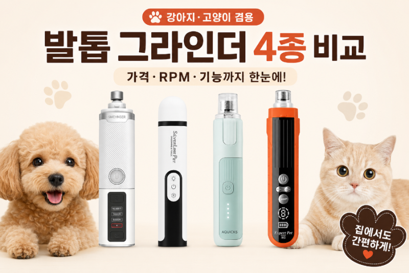 강아지 고양이 발톱 그라인더 추천 4종 비교｜날카로운 발톱을 매끈하게ㅣ가격·RPM·기능까....
