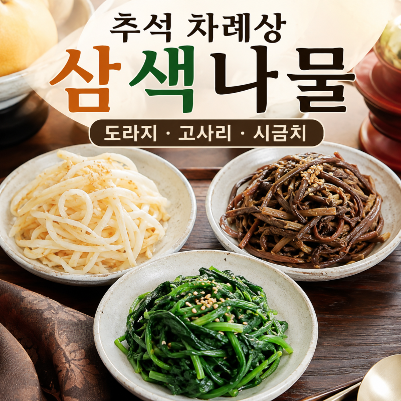 추석 차례상 삼색나물 종류와 의미! 도라지·고사리·시금치 효능과 데치는 법