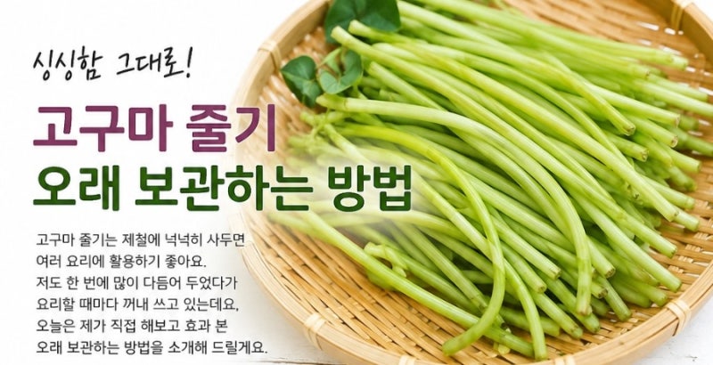 고구마 줄기 오래 보관하는 방법 손질부터 냉동 보관까지