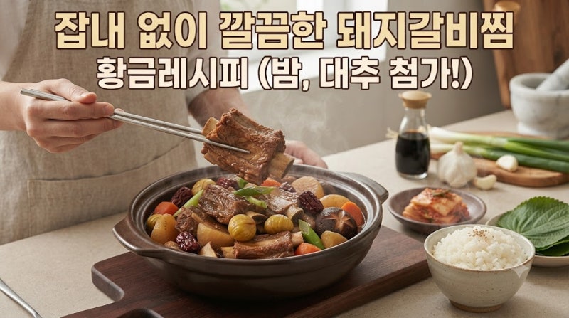 잡내 없이 깔끔한 돼지갈비찜 황금레시피, 부드럽고 깊은 맛 내는 법!