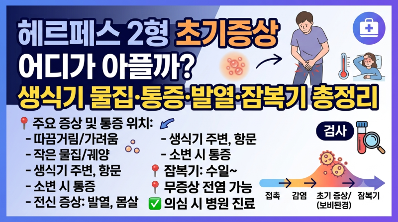 헤르페스 2형 초기증상 어디가 아플까? 생식기 물집·통증·발열·잠복기 총정리
