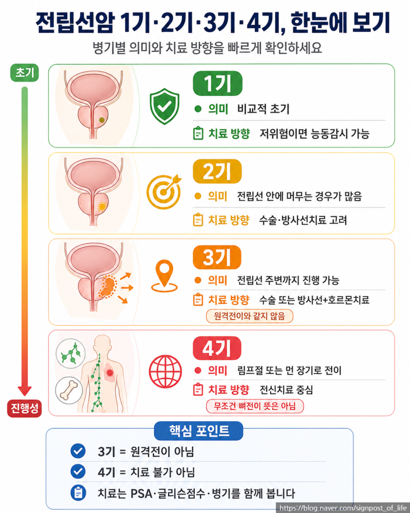 전립선암 1기·2기·3기·4기, 몇 기까지 수술할 수 있을까?