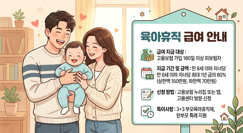 직장인 육아휴직 급여 신청 조건 및 통상임금 수령액 계산법