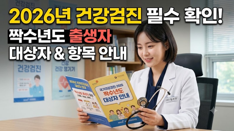 2026 국가건강검진 대상자 100% 무료 항목은? 짝수년도 건강검진 항목 및 고혈압 당뇨 무료검진....