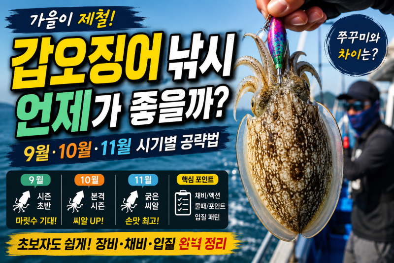 갑오징어 낚시 시즌 언제가 좋을까? 9월·10월·11월 시기와 쭈꾸미 차이