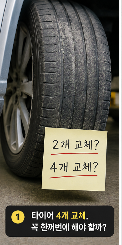 타이어 4개 한꺼번에 바꿔야 할까? 교체비용 보고 2개만 바꿀지 고민했습니다