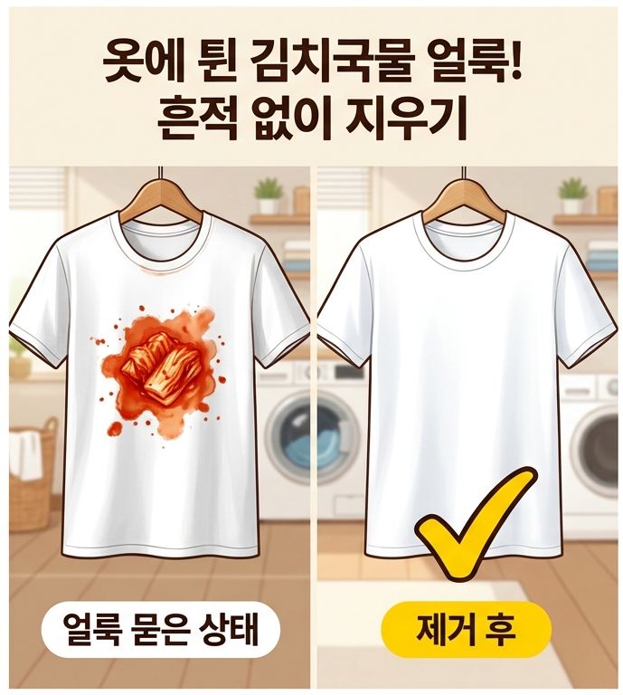 옷에 튄 김치국물 얼룩! 주방세제와 '햇빛'으로 흔적 없이 지우는 법