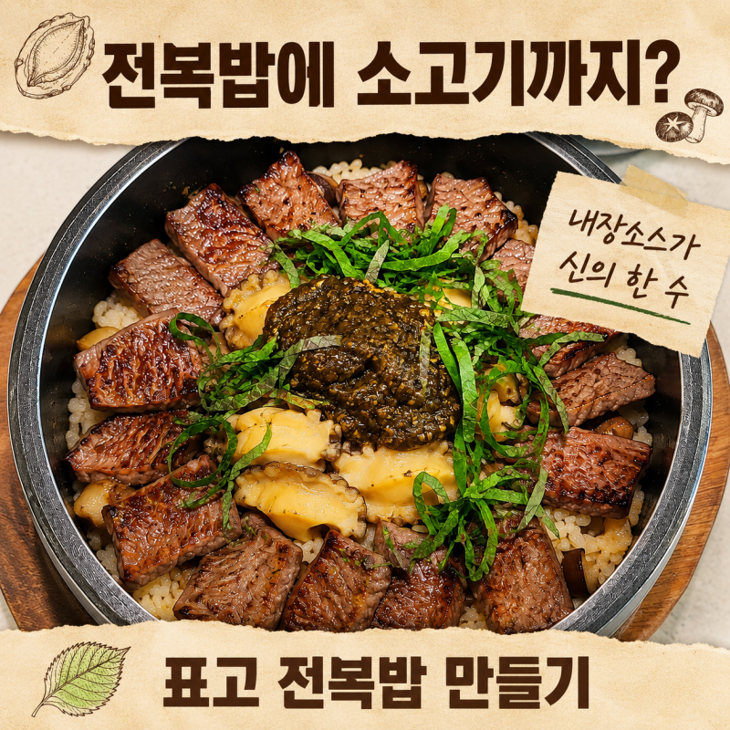 표고 전복밥 만들기, 전복내장소스와 버터 소고기 한 그릇